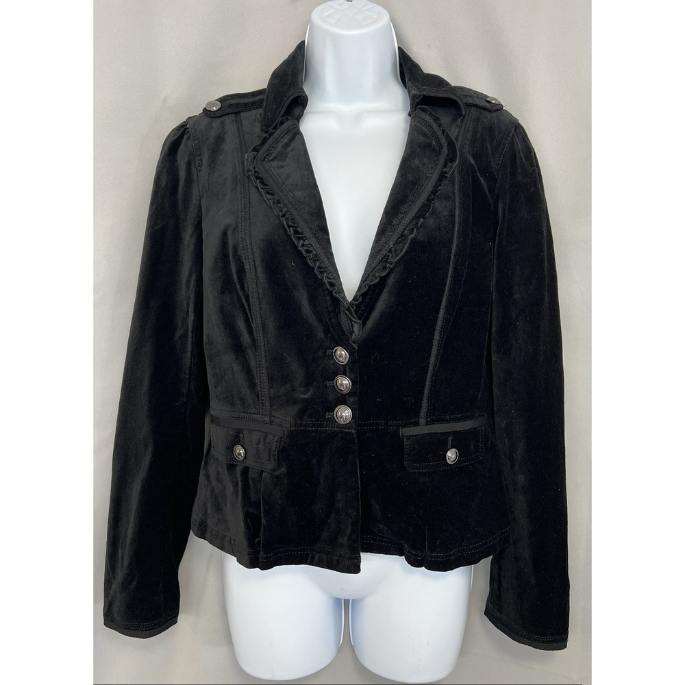 White House Black Market Velvet Blazer Silver Buttons Size 6